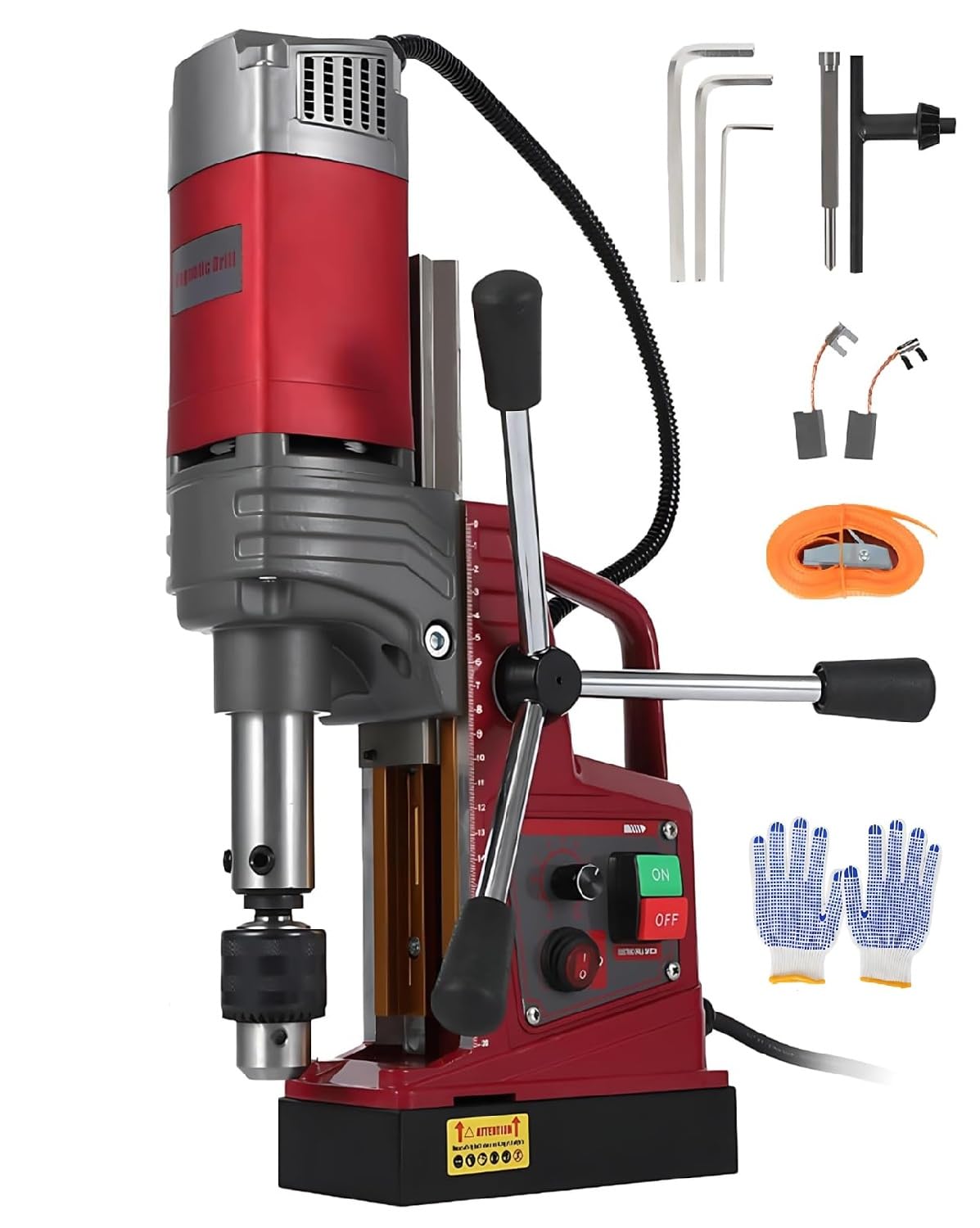 1550W Magnetic Drill Press, 1.57" Boring Diameter Portable Mag Drill Press, 820 RPM, 2922 Lbf/13000n, 11Pcs Bits &amp; Twist Drills Adapter for Home Workshop &amp; Industrial Metalworking