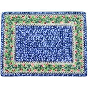 Authentic Polish Pottery Cookie Sheet in Blooming Rowan Design Handmade in Bolesławiec Poland by Ceramika Artystyczna + Certificate of Authenticity