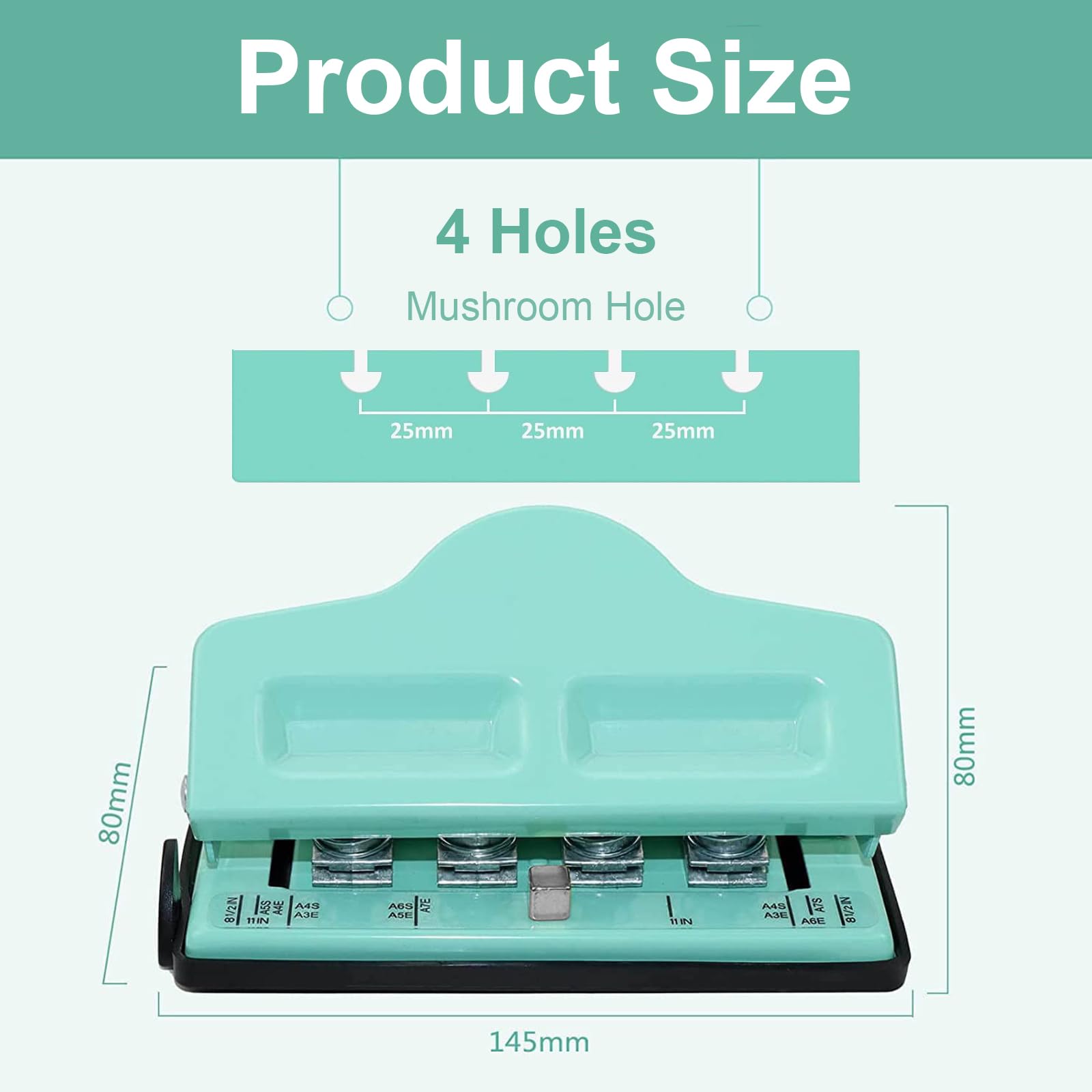 Mushroom Discbound Hole Punch, 4 Hole Puncher for Dics Bound Planner Notebooks, Scrapbooks & Crafts, Green - Image 2