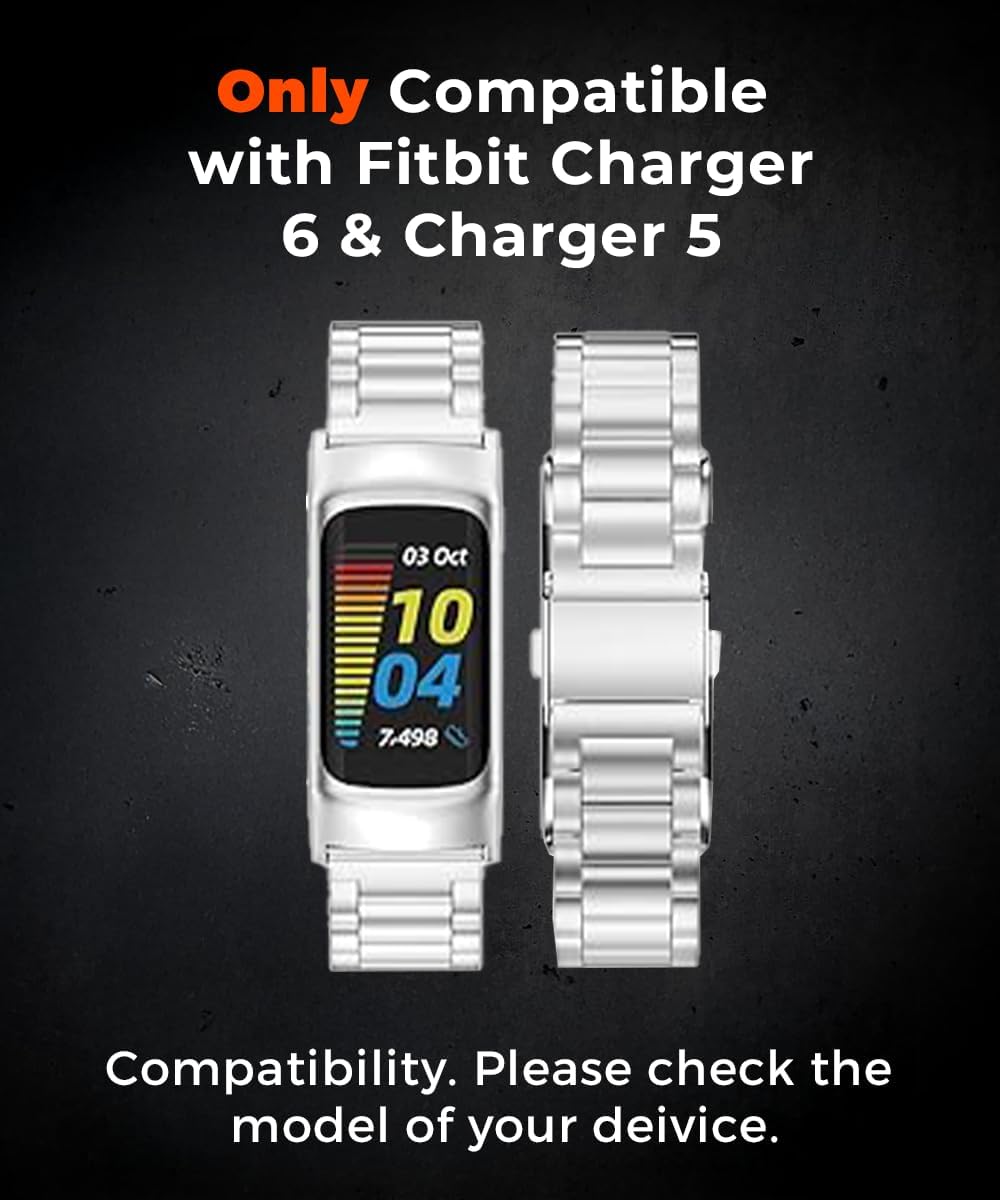 Titanium Watch Band Compatible with Fitbit Charger 6/ Charger 5, Lightweight Skin-Friendly Titanium Metal Strap Compatible with Fitbit Charger 6/5 for Men Women