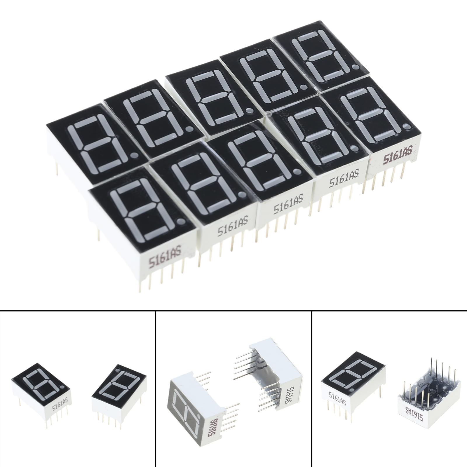 10 Unidades Display LED 7 Segmentos 0.55" Rojo Cátodo Común - Para Proyectos Electrónicos, Digital