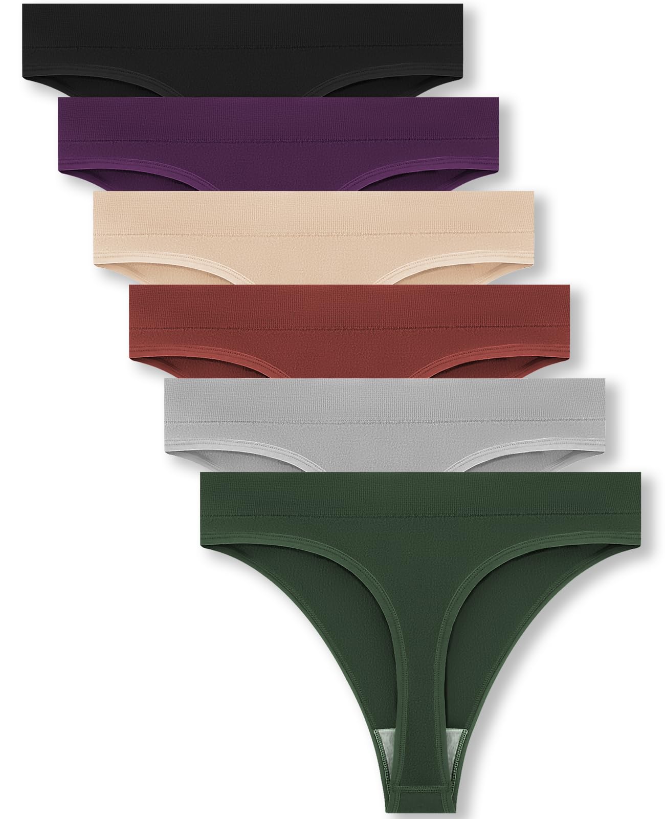 ZPKYDC Seamless No Show Thongs for Women Breathable Underwear for Ladies Comfortable Stretch Hipster Panties 6 Pack