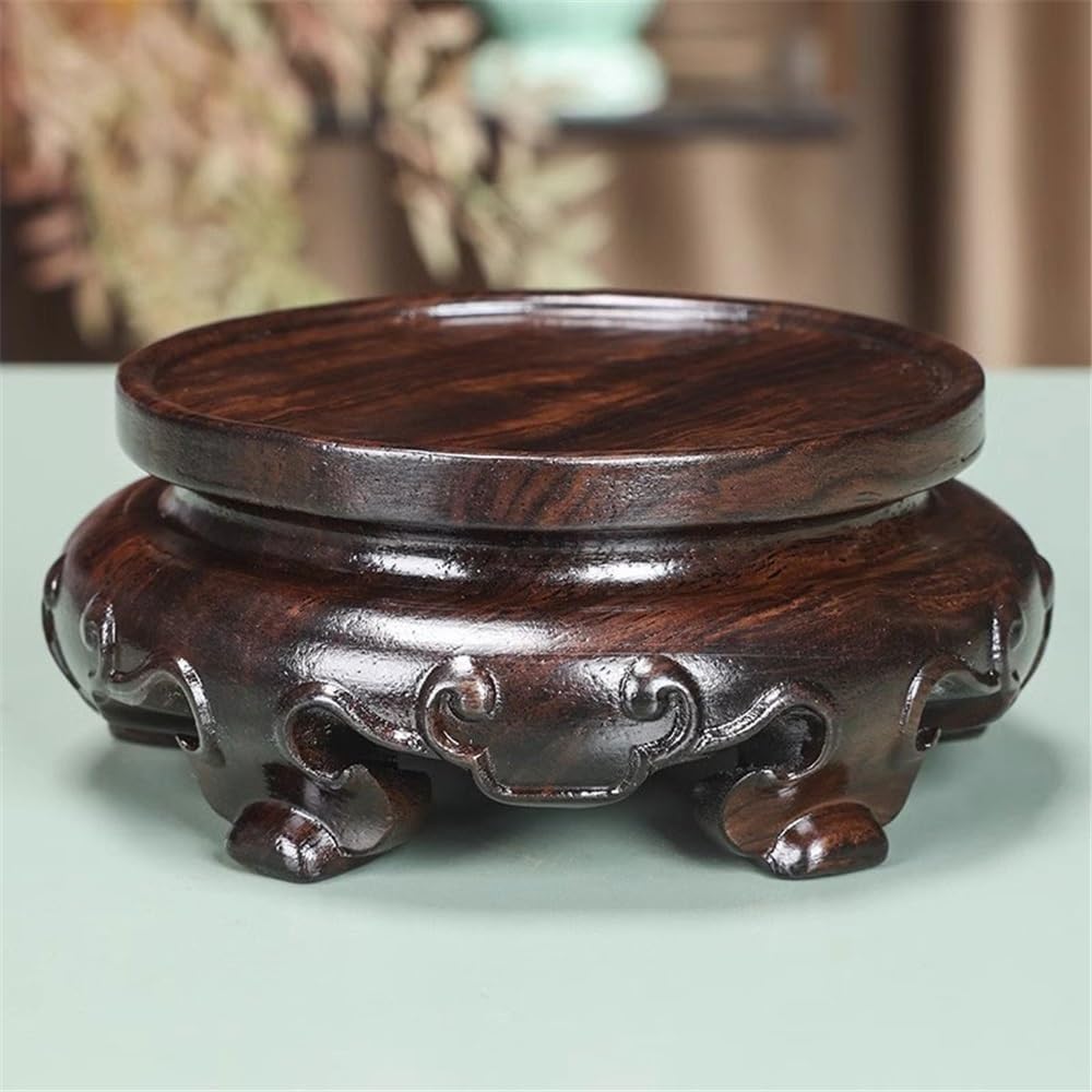 Stojak ekspozycyjny Ebony Carving Okrągły Bonsai Podstawa, Wazon Akwarium Czajnik Stojak Wystawowy Stojak na rośliny(Duży)