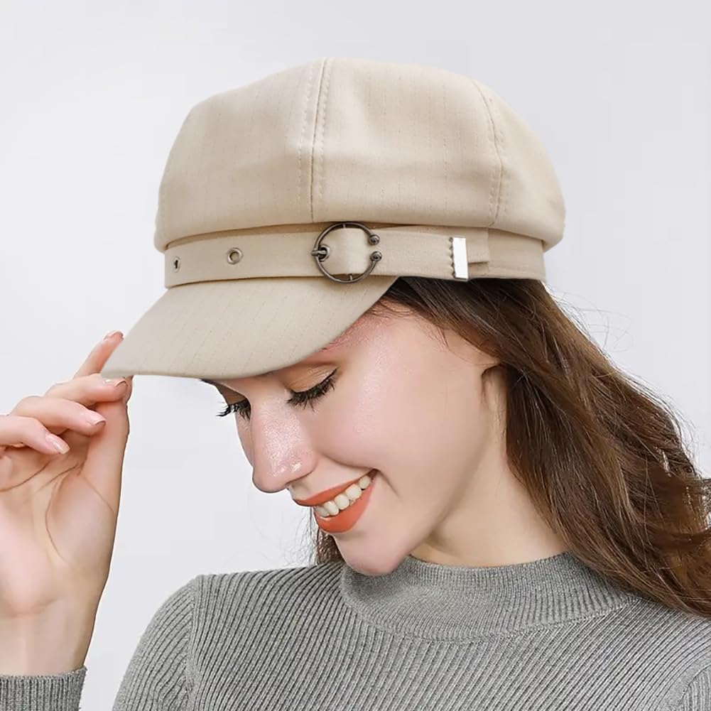WULIQIUQIU French Beret Hats for Women Winter Newsboy Cap Spring Outdoor Sun Hat C-Beige