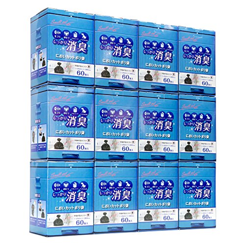 ストリックスデザイン 消臭袋 しっかり消臭 においカットポリ袋 60枚入×12個 黒 38×25cm 厚み0.013mm 生ごみ トイレコーナー おむつ 排泄 処理袋 ゴミ袋 SA-110