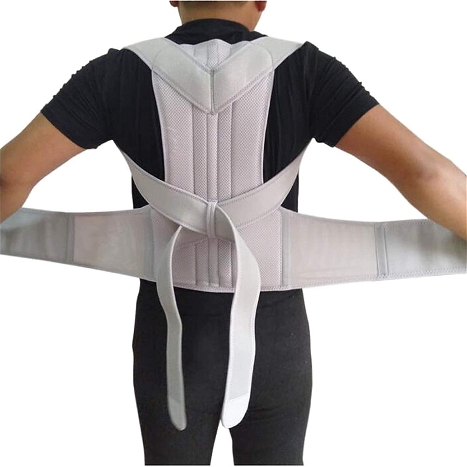 Correttore posturale Regolabile per Uomo e Donna, Corsetto per la Schiena, Cintura per la Schiena, Supporto Lombare, correttore Dritto All'Indietro S-XXL(Grey-M)