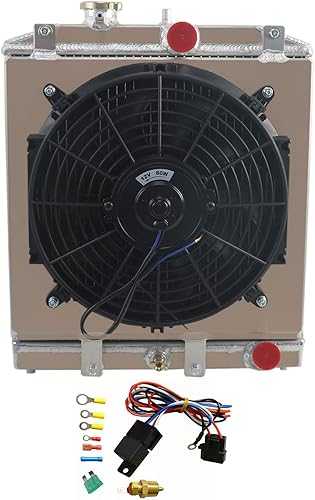 ALLOYWORKS - Radiador de aluminio de 4 filas + cubierta de ventilador + relé para Honda Civic CRX EG EK/DEL SOL/INTEGRA B16 B18 D15 D16
