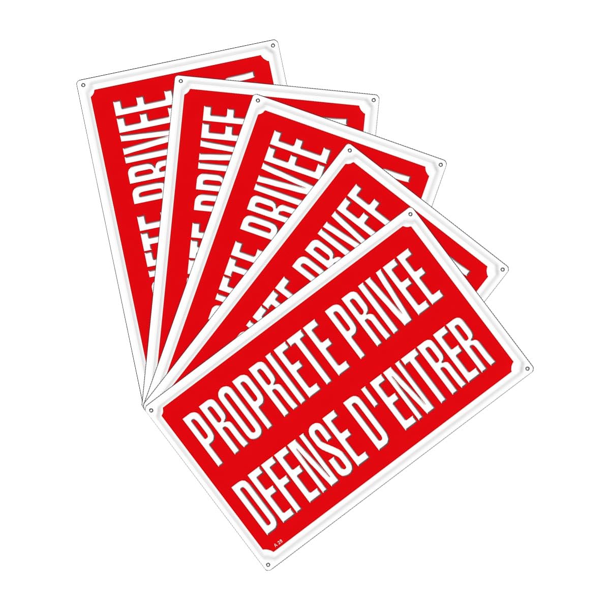 Lot de 5 Panneaux PROPRIETE PRIVEE DEFENSE D'ENTRER Alu 35 x 25cm