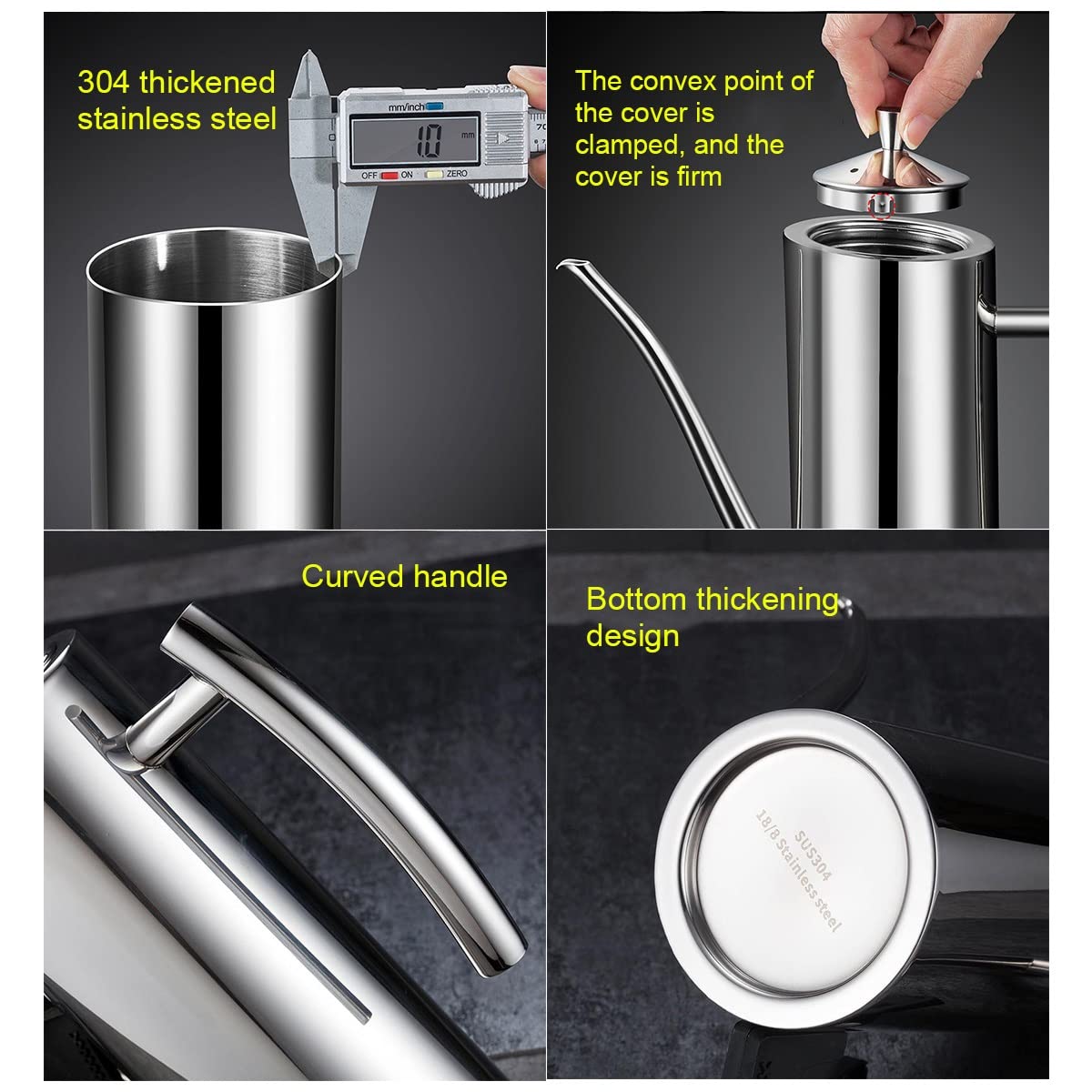 Dispenser per olio d'oliva in acciaio inox 304, antigoccia, per olio, aceto, salsa di soia, perfetto per cucinare e preparare cibi