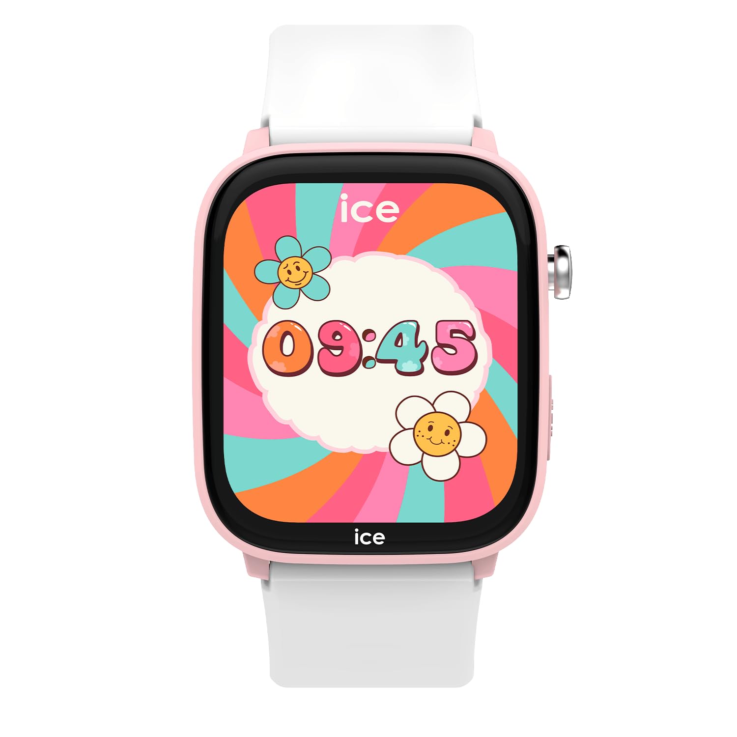ICE-WATCH - Ice Smart Junior Find Hub Pink White - Montre connectée gélocalisable Android Rose avec Bracelet en Silicone - 025681 (36mm) - Compatible Find Hub, sans abonnement et sans Carte SIM