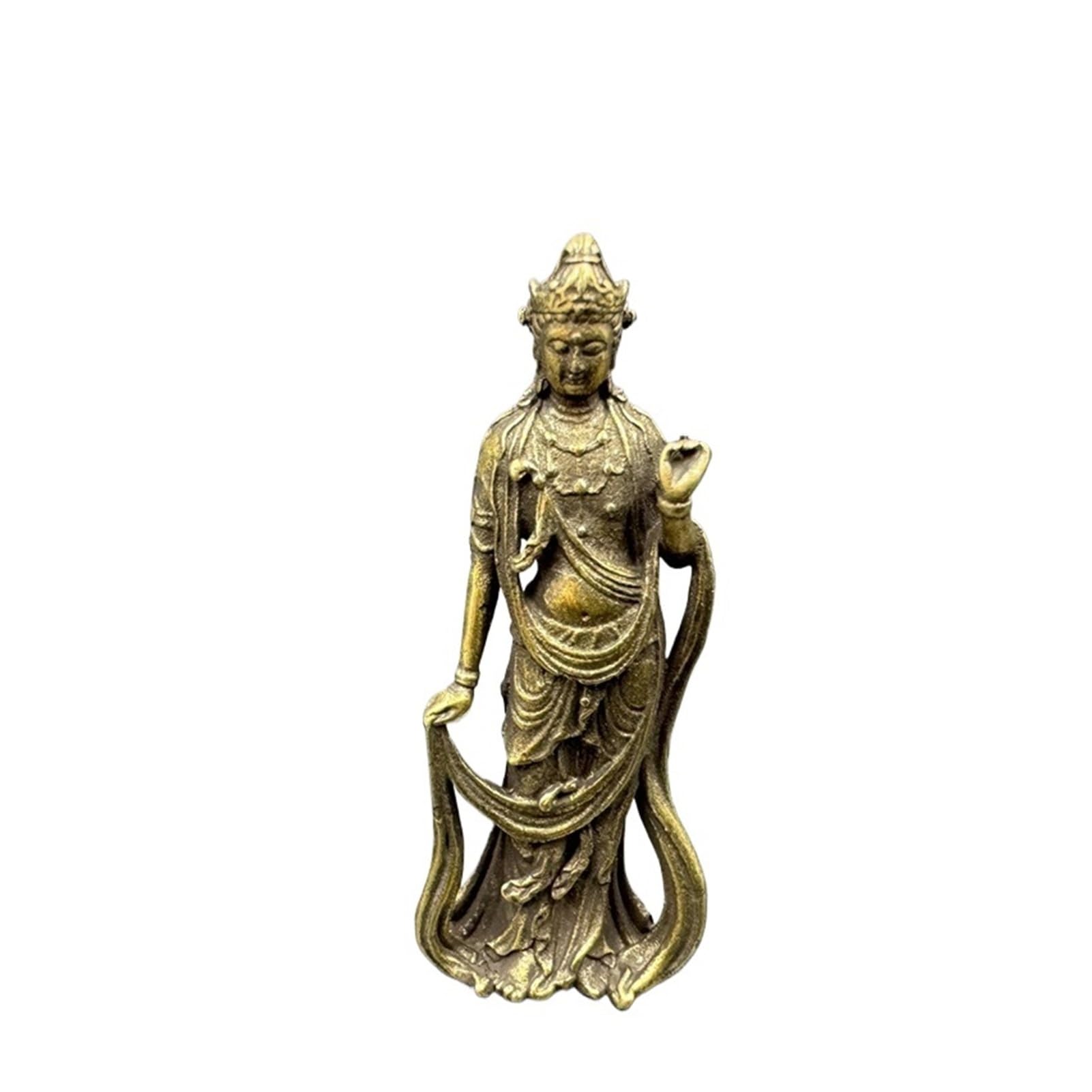 Huolimxun Vintage Pure Copper Pocket Guanyin Buddha Statue Miniature Home Desktop Decoration Crafts Ornaments