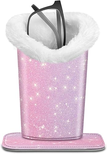 Miniatura 178 de Fintie Soporte para anteojos forrado de felpa con base magnética, estuche de cuero vegano prémium para lentes