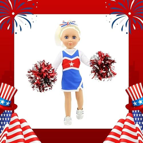 Miniatura 5 de Emily Rose Ropa de muñeca de moda de 14 pulgadas, juego de regalo de 6 piezas de ropa de animadora de EE. UU., incluye zapatos de gimnasio y