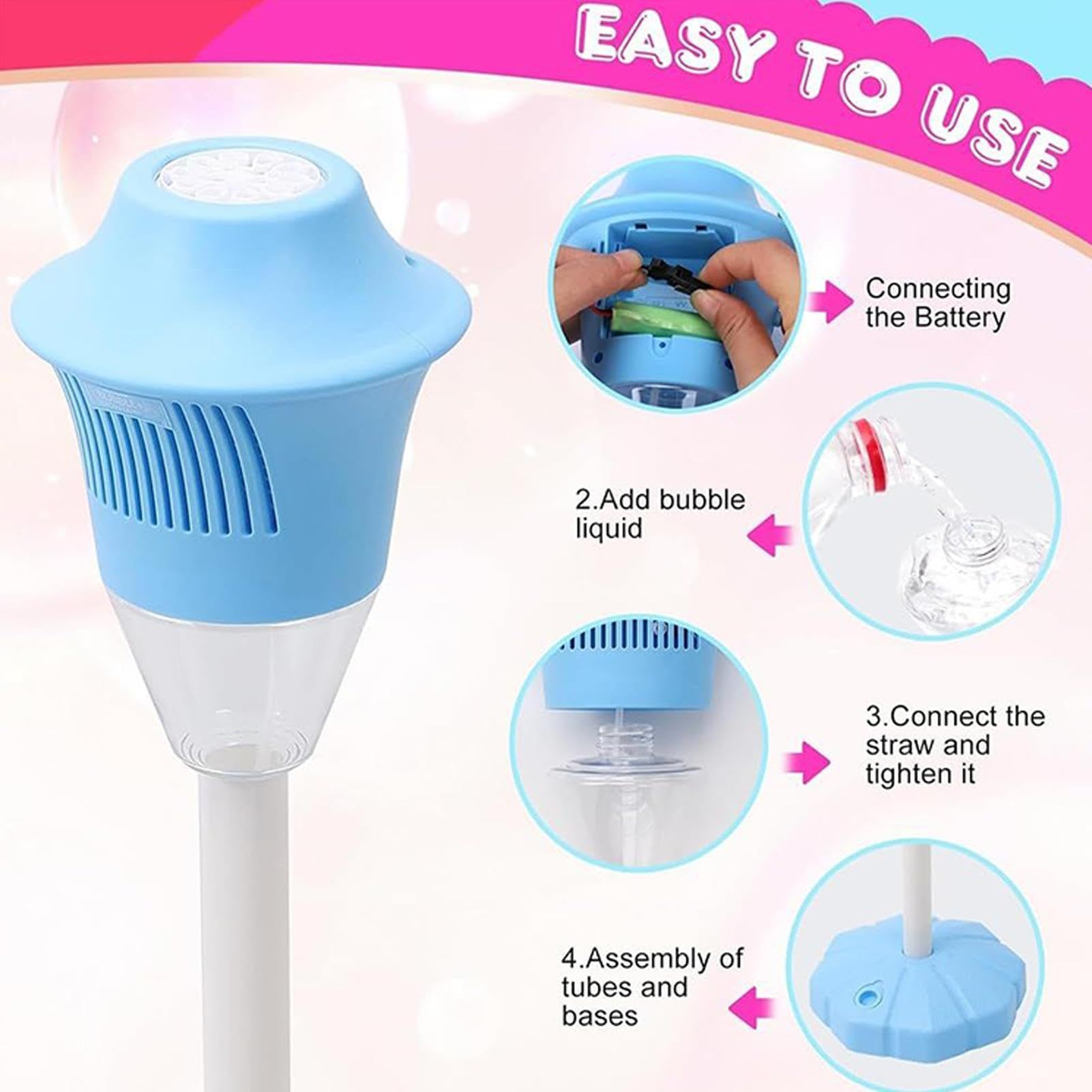 Automatic Bubble Machine Maker for Kids, Height Adjustable Standing Bubble Torch Garden Lamp for Outdoor Gathering — view 3