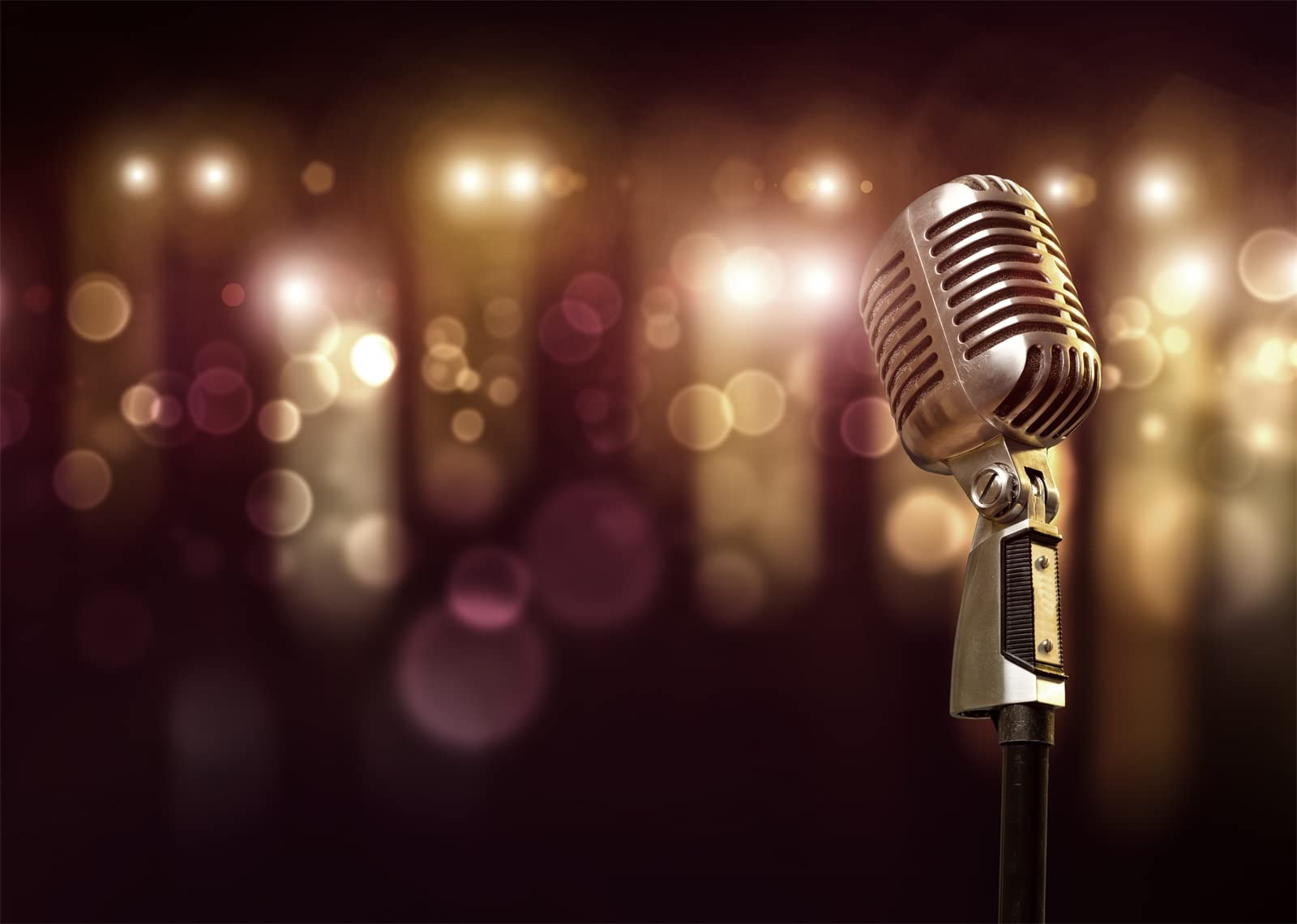 BELECO 4.6x2.5m Sfondo Tessuto Musica-Microfono | Luci bokeh scintillanti, microfono karaoke sfondo, disco musica, decorazione compleanno telo di sfondo
