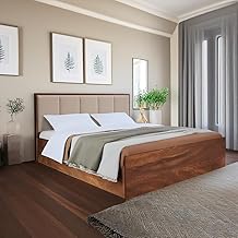 The MM Furniture store The M M Furniture Store | Elvra Wooden Queen Size Double Bed | Premium Engineered Wood | Champagne Color | Modern Design | Sturdy & Durable Frame