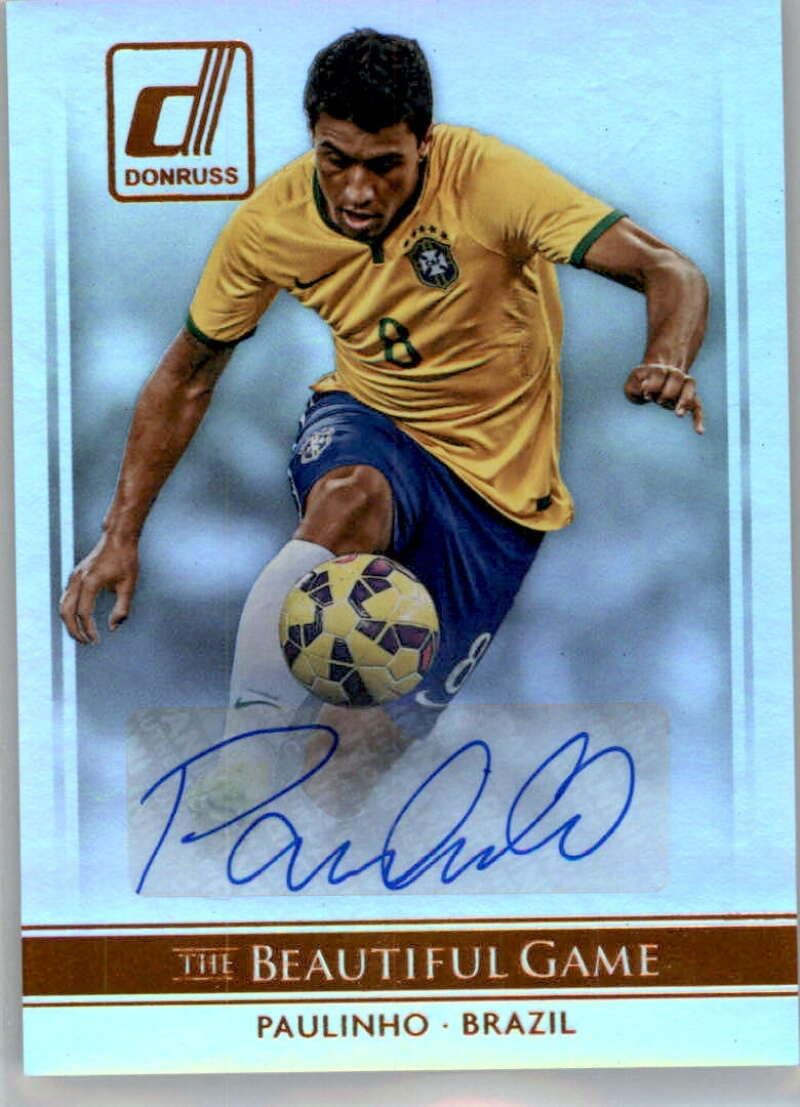 2015 Donruss The Beautiful Game Signatures #55 Paulinho Auto Autograph Brazil Official Soccer Autograph Card in Raw (NM or Better) Condition