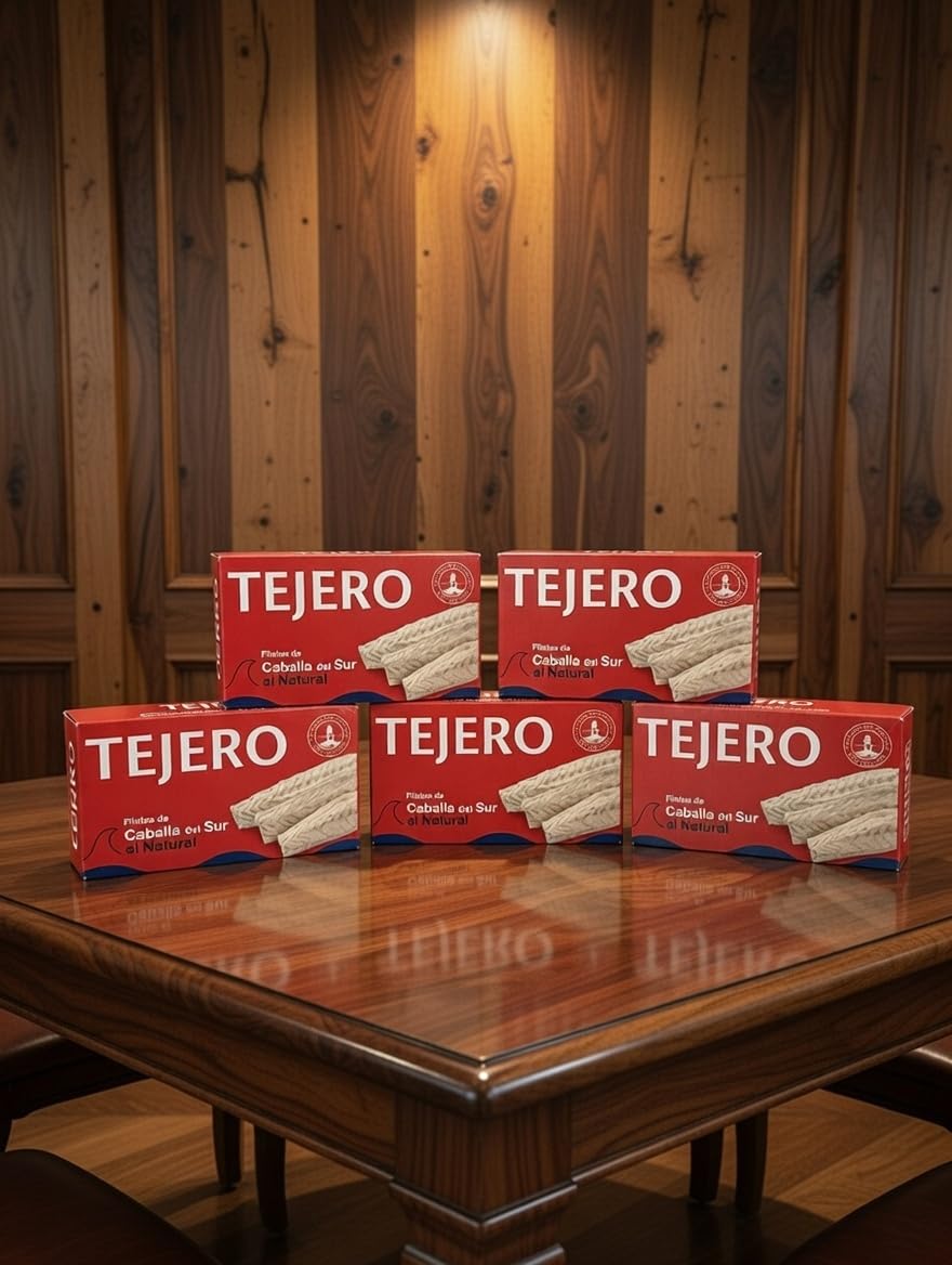 TEJERO - Conserva de Pescado | Filetes de Caballa al natural - 5 Latas x 120 g
