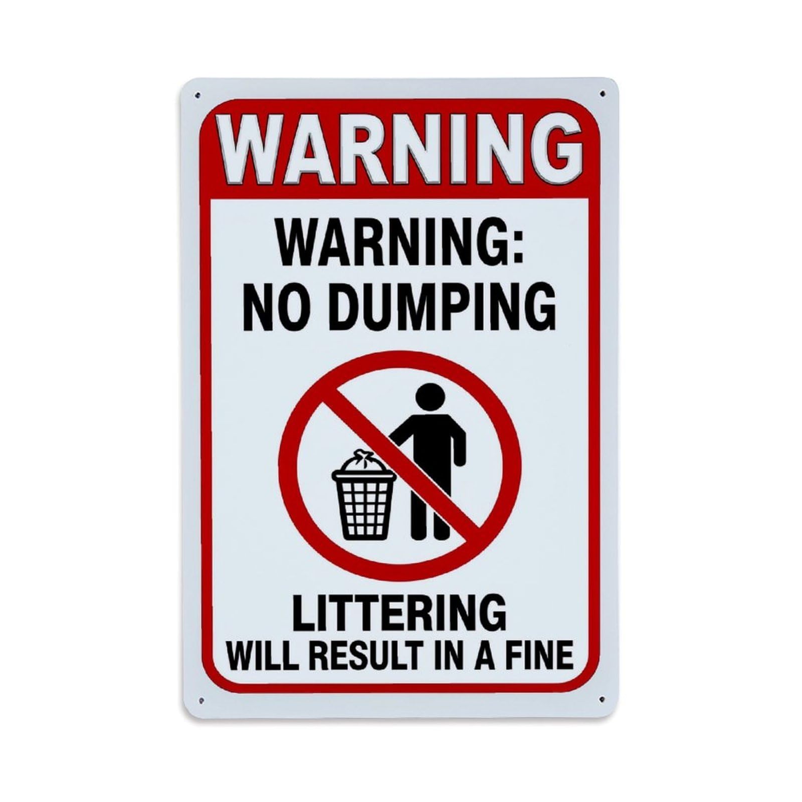 Jdfenggu Vintage Warning No Dumping Littering Fine Sign Retro Metal Tin Sign, Decor Art Poster For Bar, Home, Man Cave, Kitchen, Laundry Room Gift 8X12inch