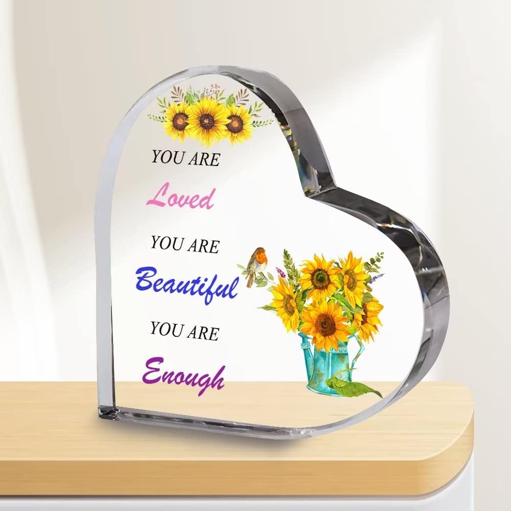13x13cm Acrylic Heart Inspirational Present for Women Appreciation Present for Coworkers YOU ARE Loved YOU ARE Beautiful YOU ARE Enough Birthday Presents for Friend Keepsake Paperweight(Heart Style)
