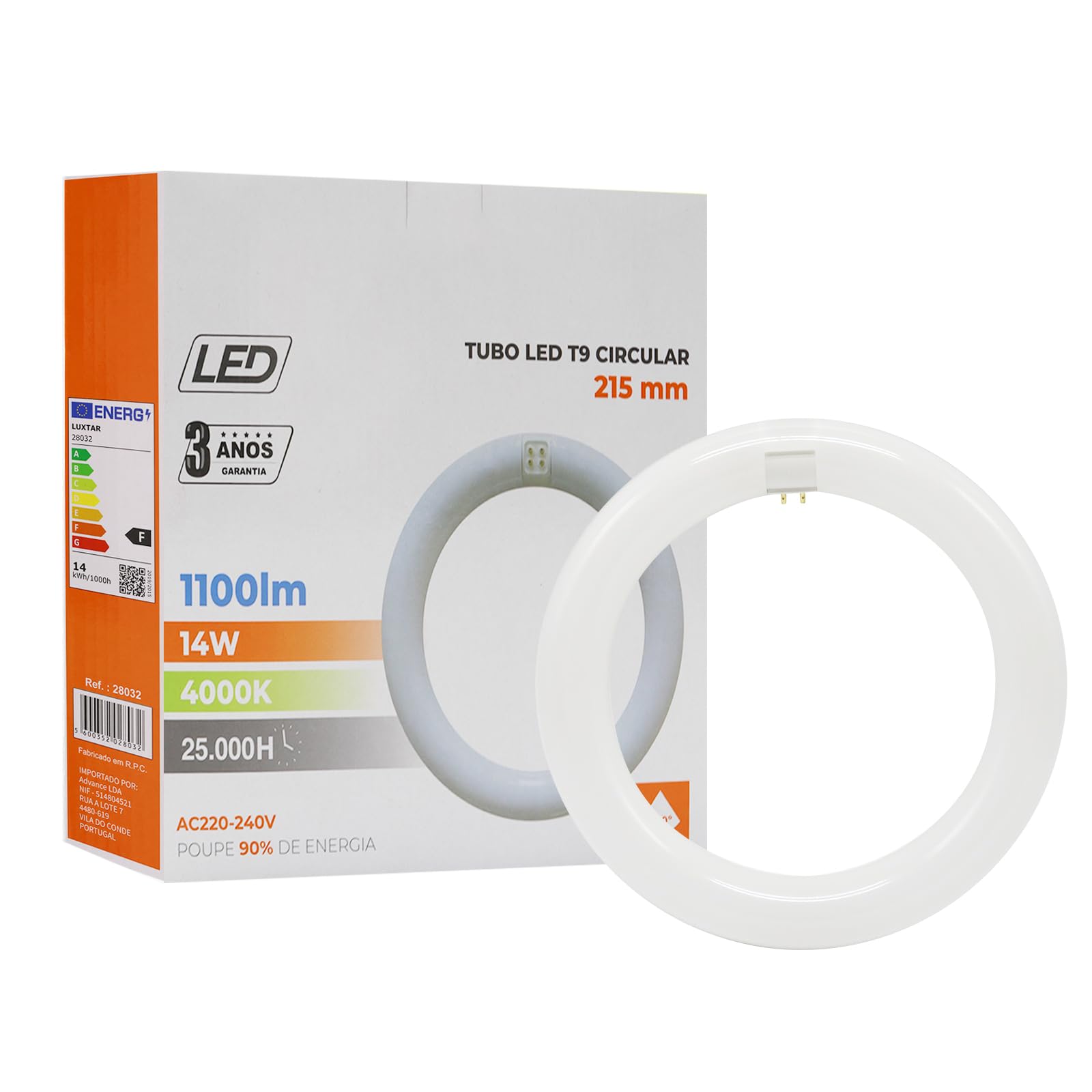 Maxled Light is Led! LED Tube T9 Φ21.5cm Circular 14W 1100lm 4000K Neutral White G10Q Energy Saving LED Alternative to Classic T9 Fluorescent Low Energy Consumption Tube for Kitchen Ceiling Light