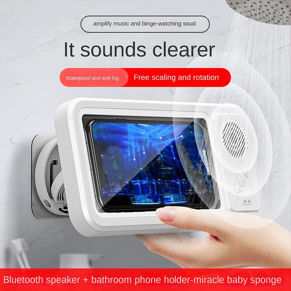 Lisher Touchscreen, Anti-Beschlag, wasserdicht, an der Wand befestigt, mit Bluetooth-Lautsprecher, Wandhalterung, für Dusche, Badezimmer