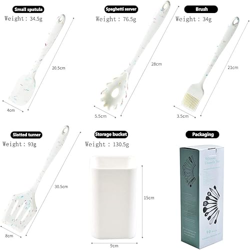 Miniatura 3 de Juego de utensilios de cocina de silicona de 11 piezas, tornero, pinzas, espátula, cuchara, cepillo, batidor de huevos. Juego de herramientas de