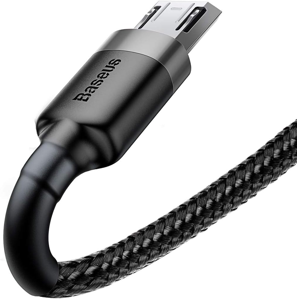 Baseus Cafule Serisi, Şarj & Data Aktarım Kablosu, Gri – Siyah, 1 m, 2.4 A, USB Type A & Micro USB