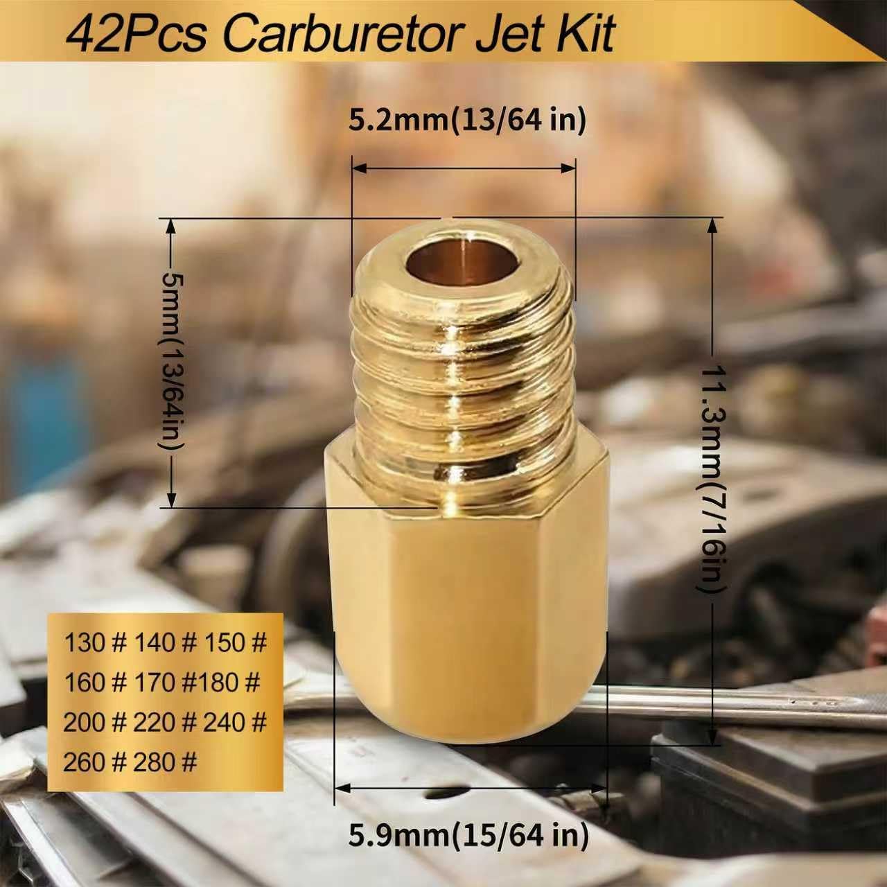Carburetor Jet Kit, 42 Pcs Carburetor for Mikuni Main & Pilot Slow Jet N100.604 & VM28/486 VM4/042 & VM22/210