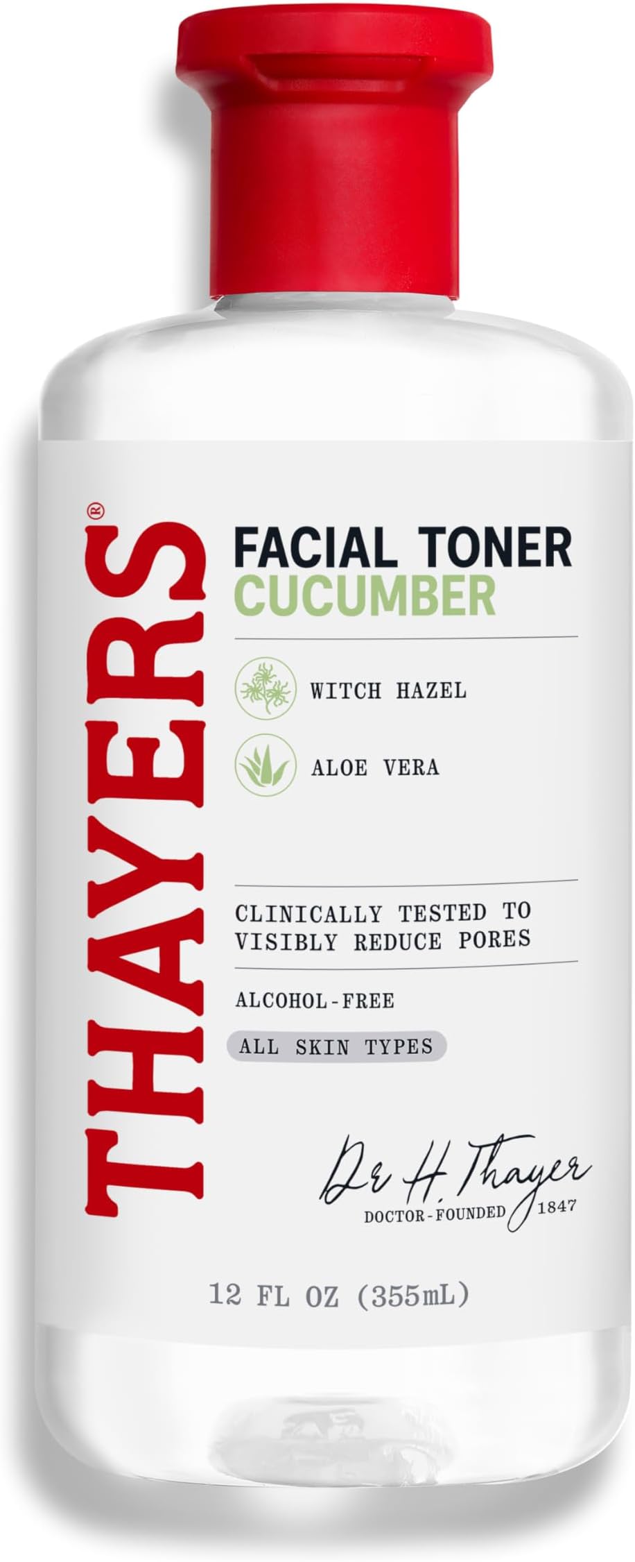 Witch Hazel Cucumber Face Toner. 12 Fluid Ounce Alcohol-Free Facial Mist With Aloe Vera Formula. Skin Care Essentials