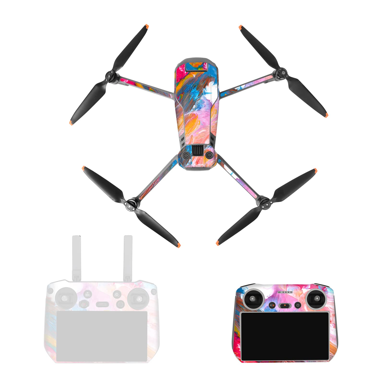 MotuTech Sticker for Mavic 3 Pro/Classic Drone and Remote Control for DJI RC/RC Pro Controller Sticker Decal PVC Bundle (3-Pink Clouds for DJI RC)