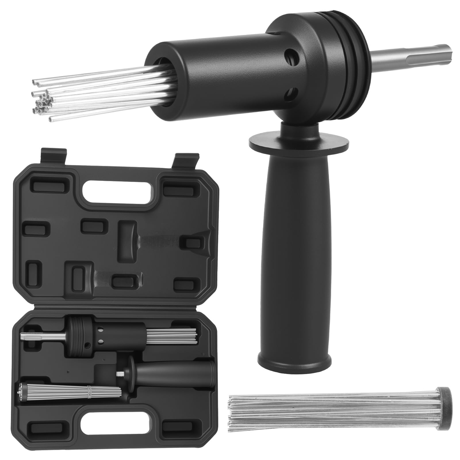 Lulobtg Black Needle Scaler Attachment With 18 Pcs Needles Air Needle Scaler For Sds Plus Air Hammers For Paint Stripping Rust Removal Concrete Scabbling ﻿