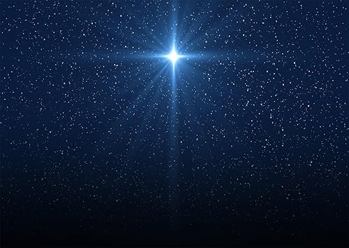 Miniatura 5 de BELECO Telón de fondo de tela de 5 x 4 pies, estrella de Navidad, cielo estrellado azul, belén, estrella de Belén, Jesús, fondo de nacimiento,