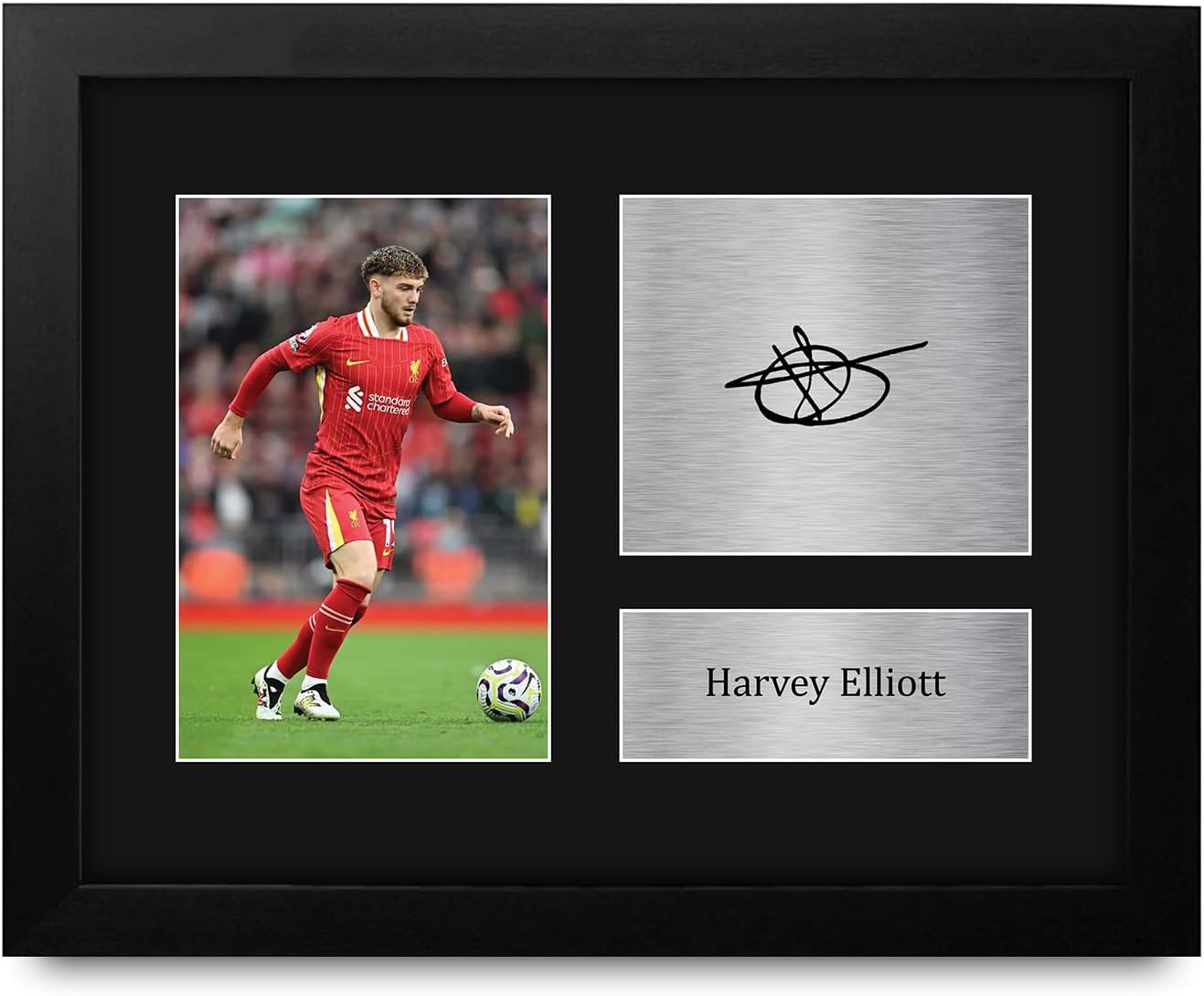 HWC Trading Harvey Elliott Liverpool Gifts Printed Signed Autograph Picture for Soccer Fans and Supporters - US Letter Framed (ID-007985)
