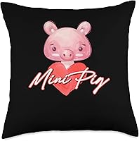 Vista 4 de Cute Mini Pig Heart Miniature Pig Owner Gift Cute Mini Heart Almohada de dueño de cerdo en miniatura, 16 x 16, multicolor