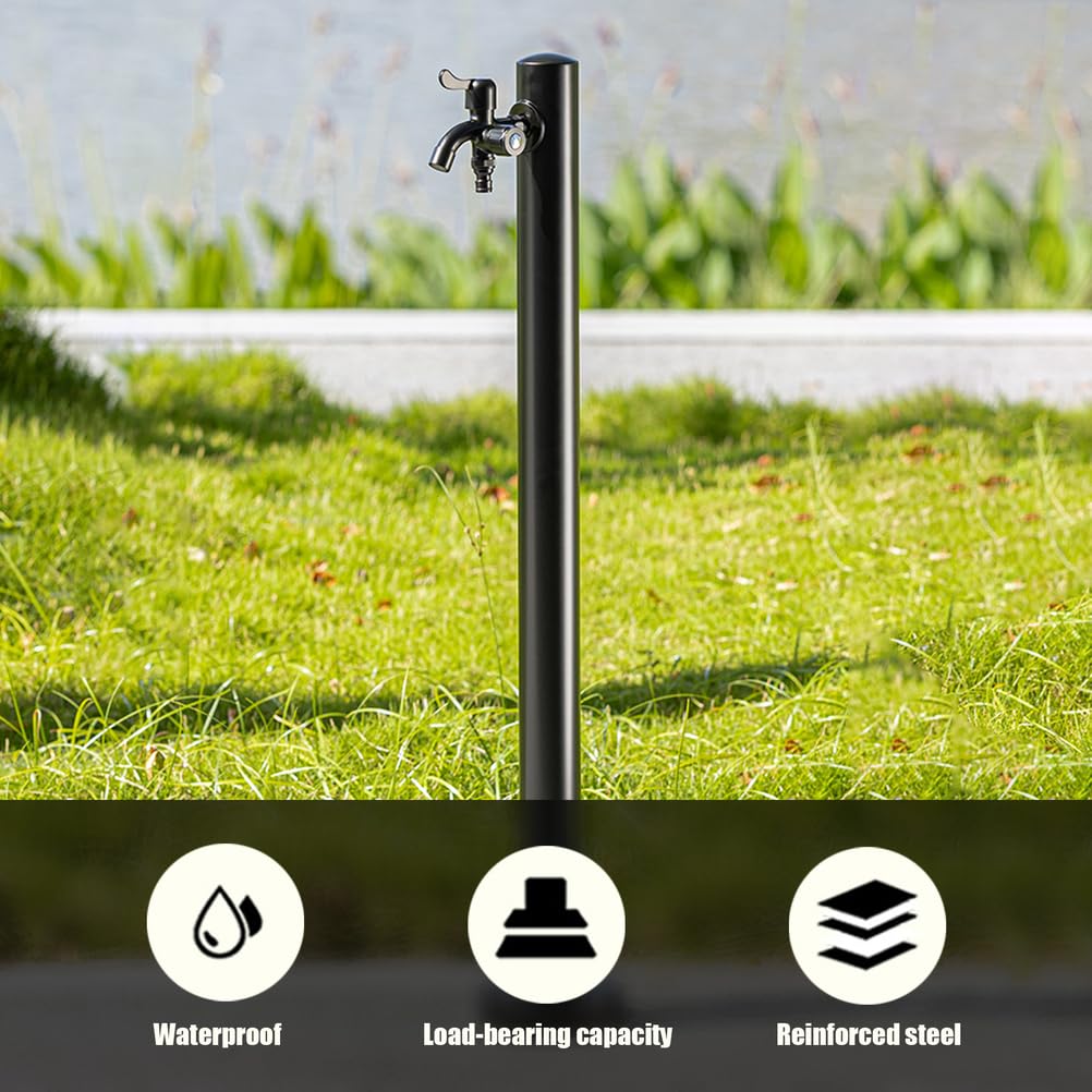 Columna de Agua Vertical cilíndrica de 60 cm para jardín con Grifo - Grifo para Manguera anticongelante Exterior - Hidrante Decorativo de Suelo para Patio, terraza y césp