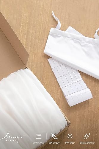 Miniatura 8 de Ling's moment Falda de mesa de gasa blanca de 9 pies, mantel transparente extra largo para patio, boda, recepción, decoración de fiesta de