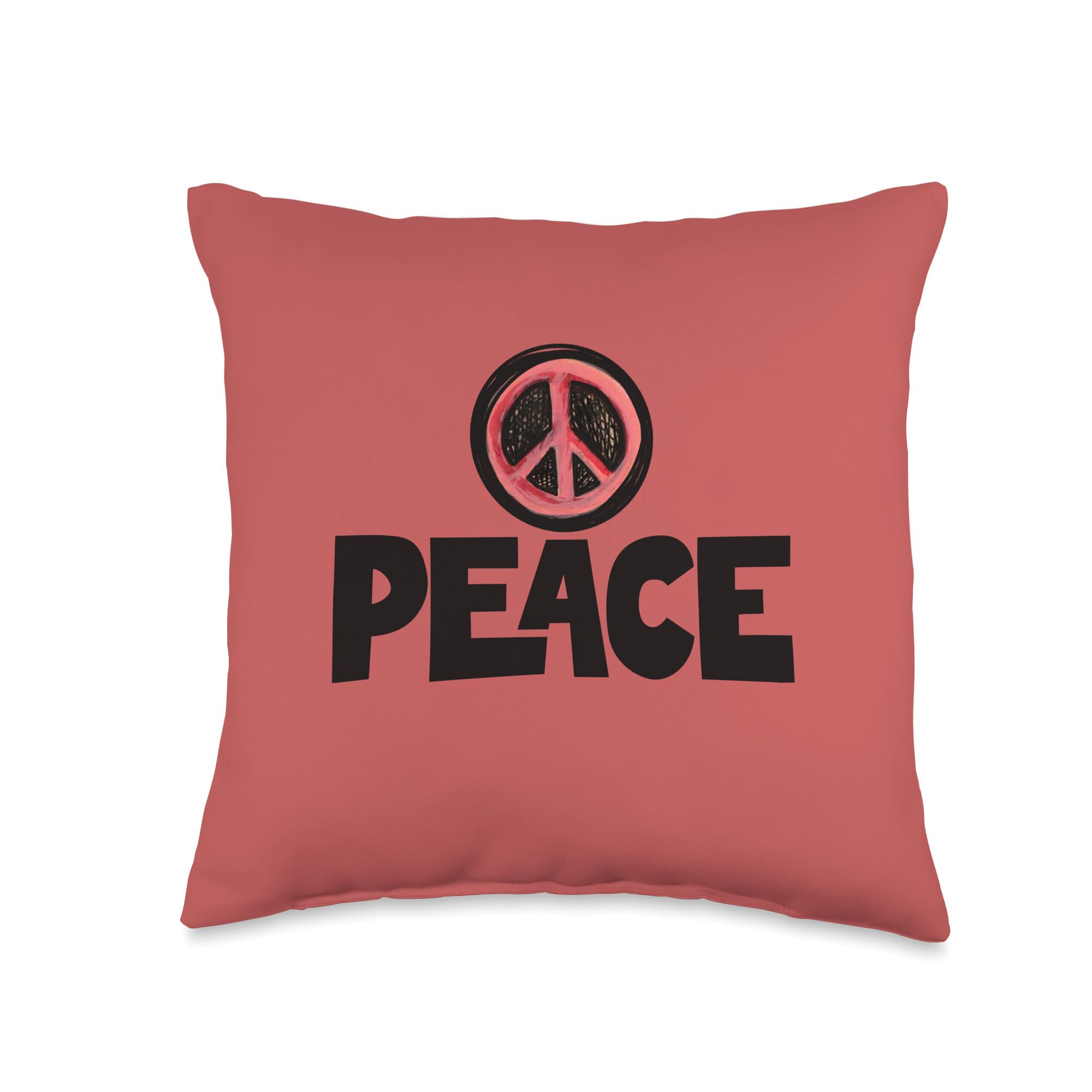BubbSnuggPeace Sign Throw Pillow, 16x16, Multicolor