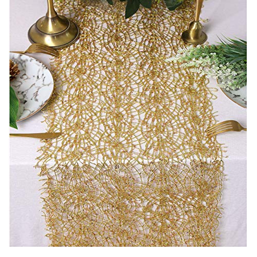 Free Shipping Over $50 Gold Mesh Sequin Table Runner 16x120 Inch Baby Shower Table Lines Gorgeous Glitter Party Table Runners Birthday Wedding Party Banquet Decoration