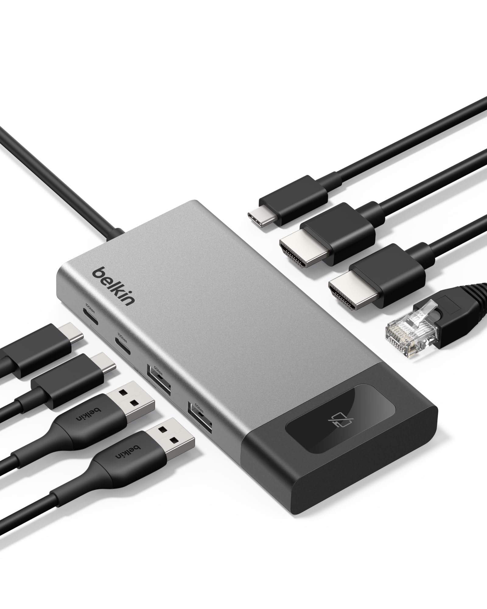 Belkin USB C Hub, 8-in-1 Multi-Port Docking Station 100W - D