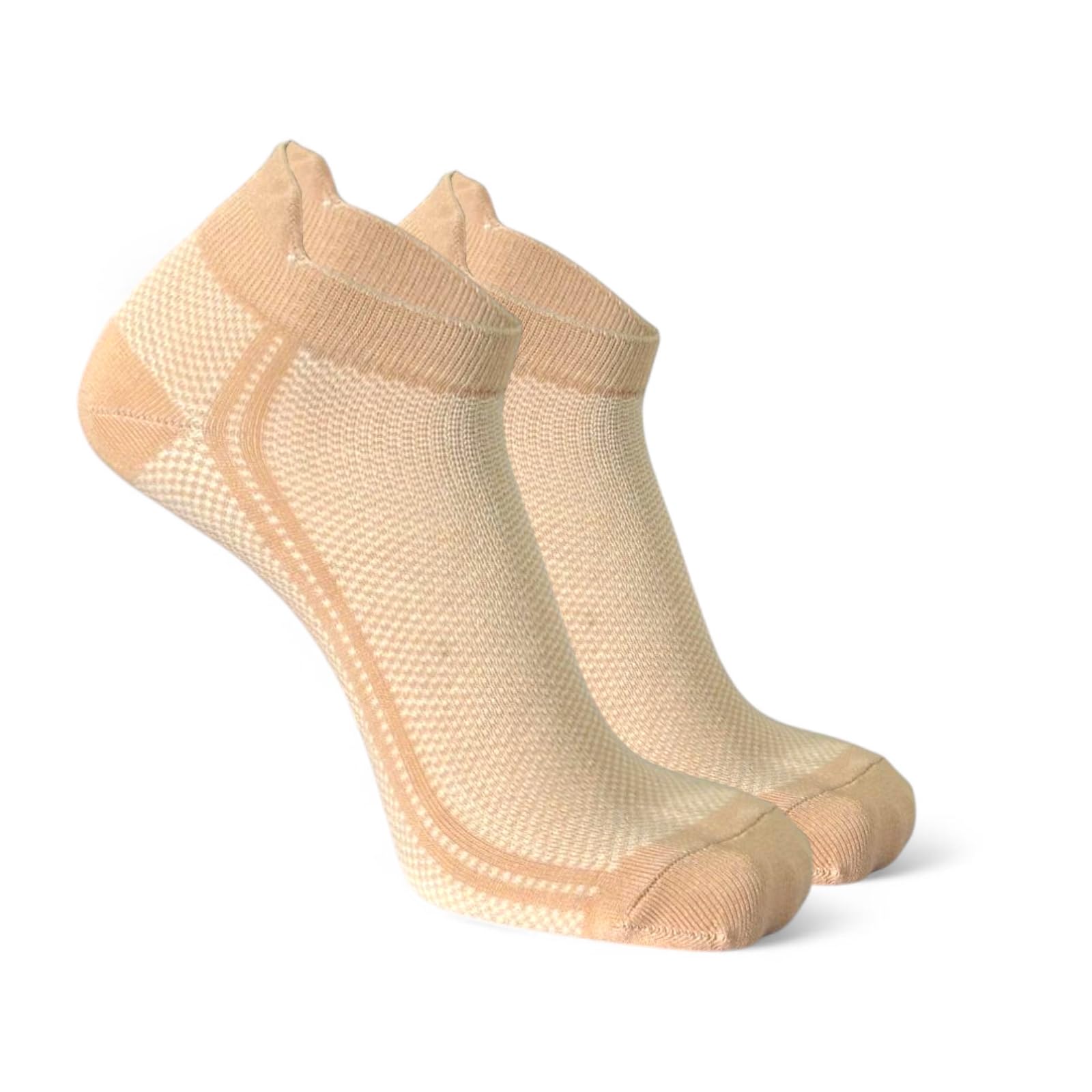 sockscarving feel the comfort Pure Cotton Premium 1 Pair Socks, Mesh Knit Cushioned Low Cut, Beige, For Men and Women - Stretchable Free Size Anti Odur Sweat Free Anti Slip-picture-29