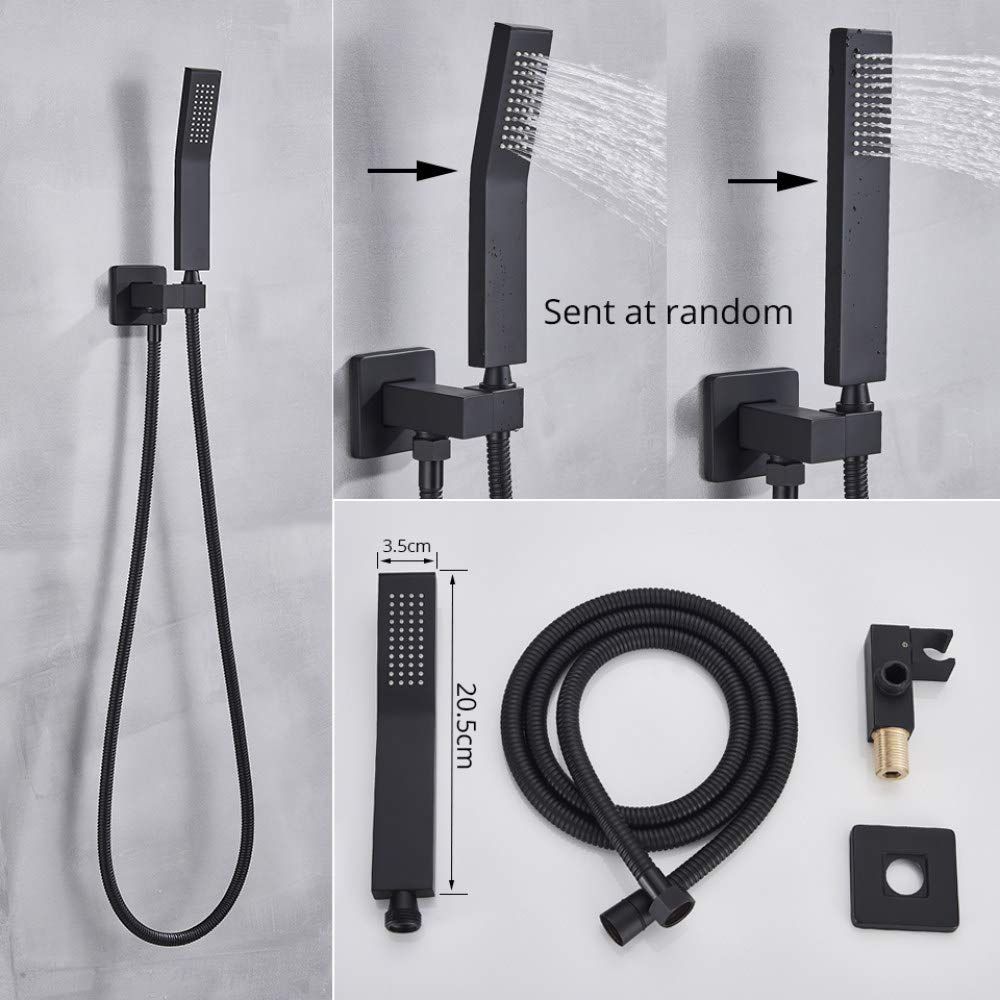 Luksusowa czarna bateria prysznicowa termostatyczna do łazienki deszczownica bateria ścienna do wanny zestaw prysznicowy ścienny B 3W 12" sufitowy,2-drożny 12-calowy