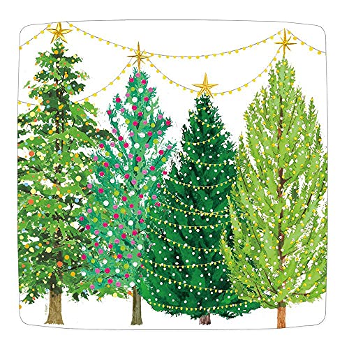 Caspari Christmas Trees with Lights Square Paper Dinner Plates - 16 Count Caspari Christmas Trees with Lights Square Paper Dinner Plates - 16 Count