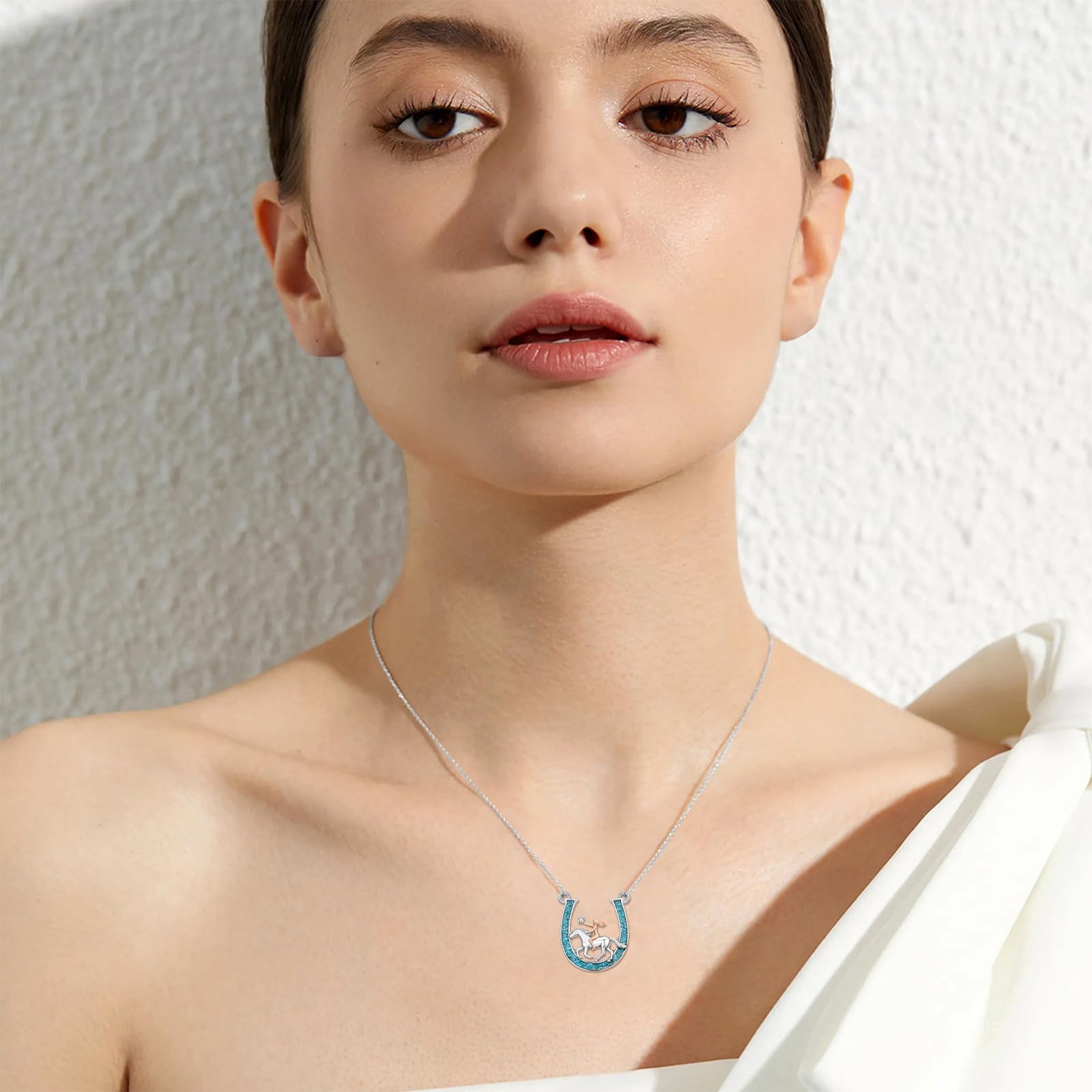 Hufeisen Halskette 925 Sterlingsilber Schmuck Pferd Anhänger Geschenk zu Geburtstag und Weihnachten für Damen