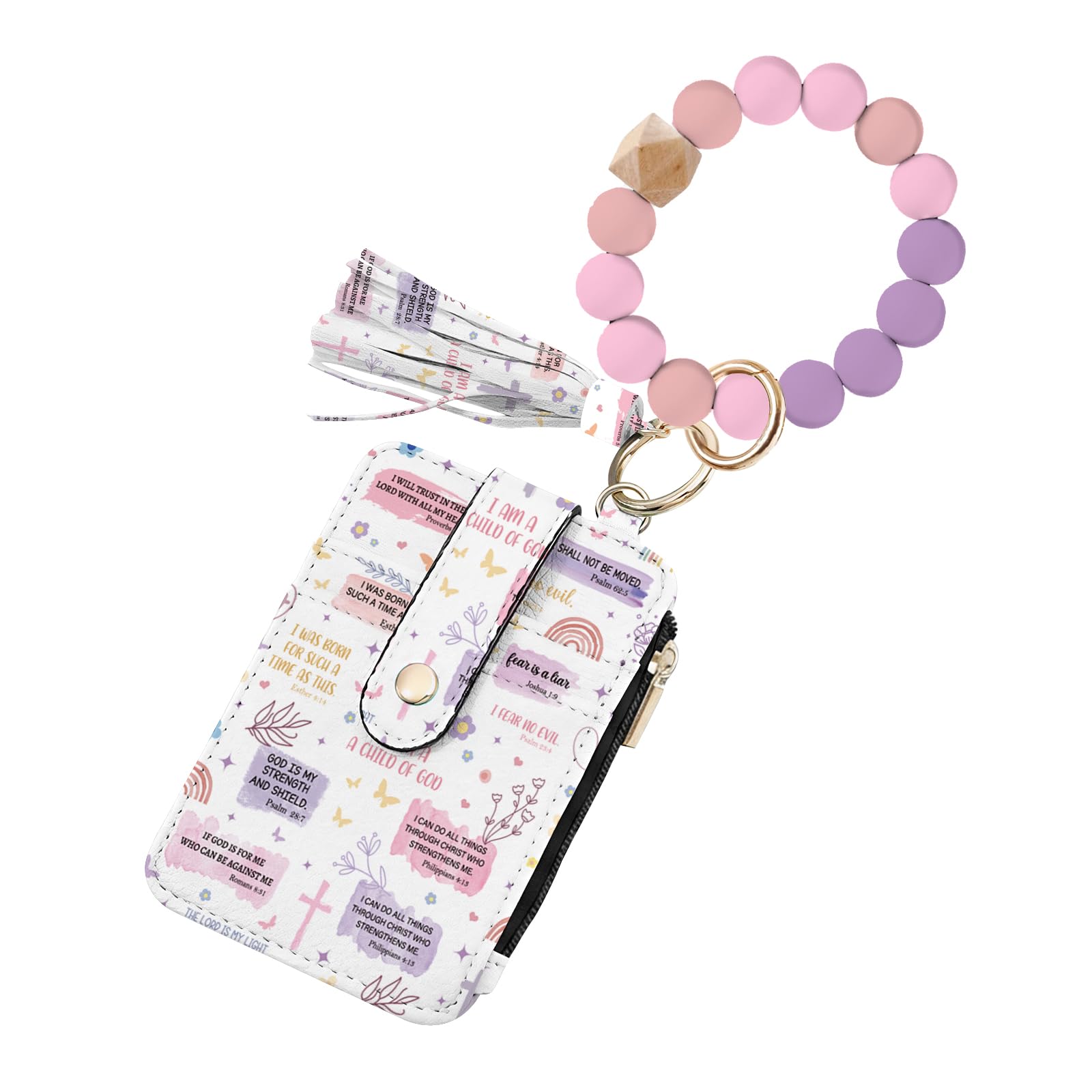 Shaeotek Christian Wallet Keychain Wristlet for Women, Verti