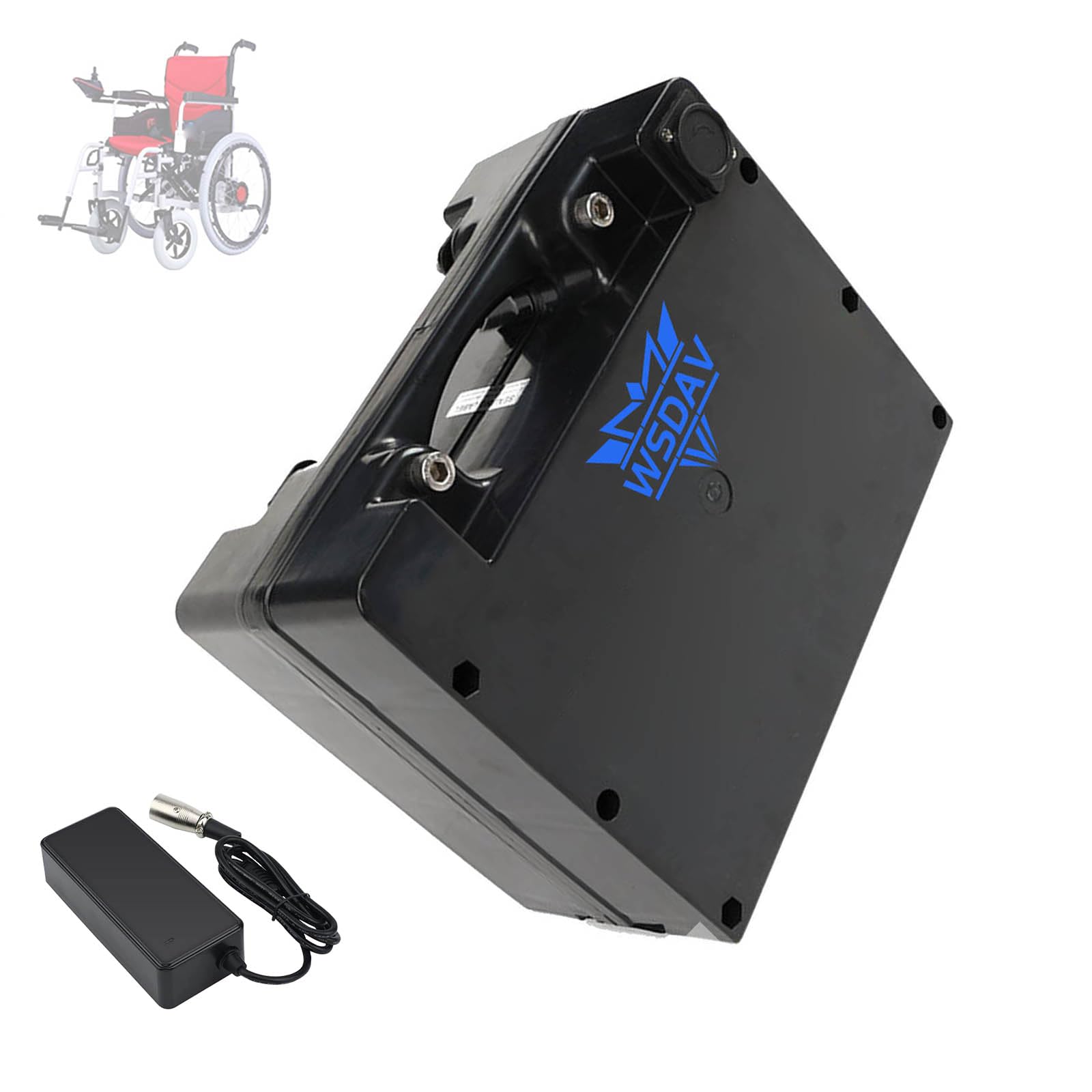 WSDAV Electric Wheelchair Battery 24V 12AH 20AH 40AH Lithium Battery 24 Volt Folding Wheelchair Batteries with Charger,24V40AH