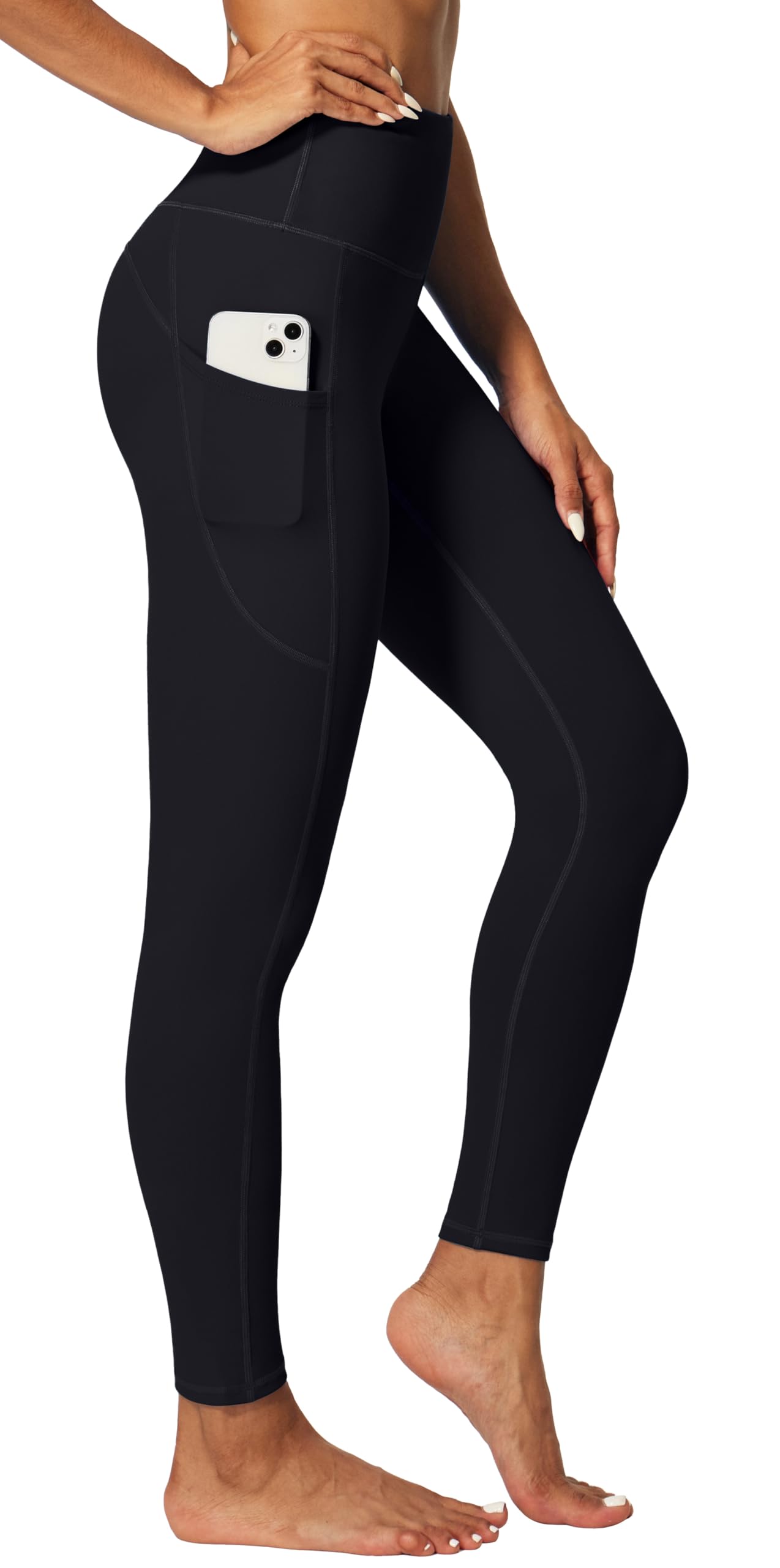 Women's Winter Thermal Leggings with Pockets, High Waisted, Fleece Lined, Grey