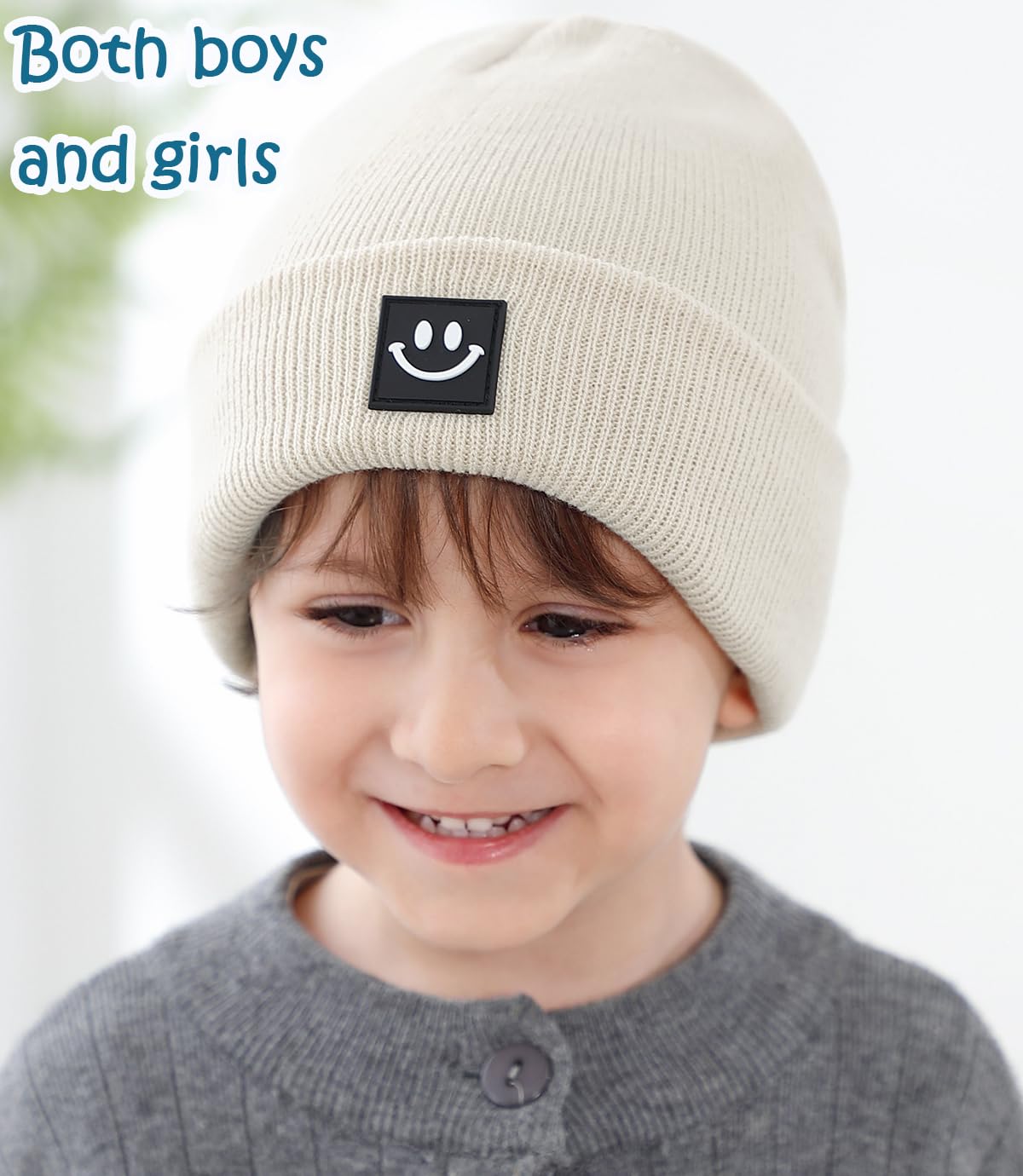 Toddler Baby Beanie Hat 6 Packs, Double Layer Knit Infant Winter Hat Warm Beanies Bulk Skull Cap for Kid Boys Girls