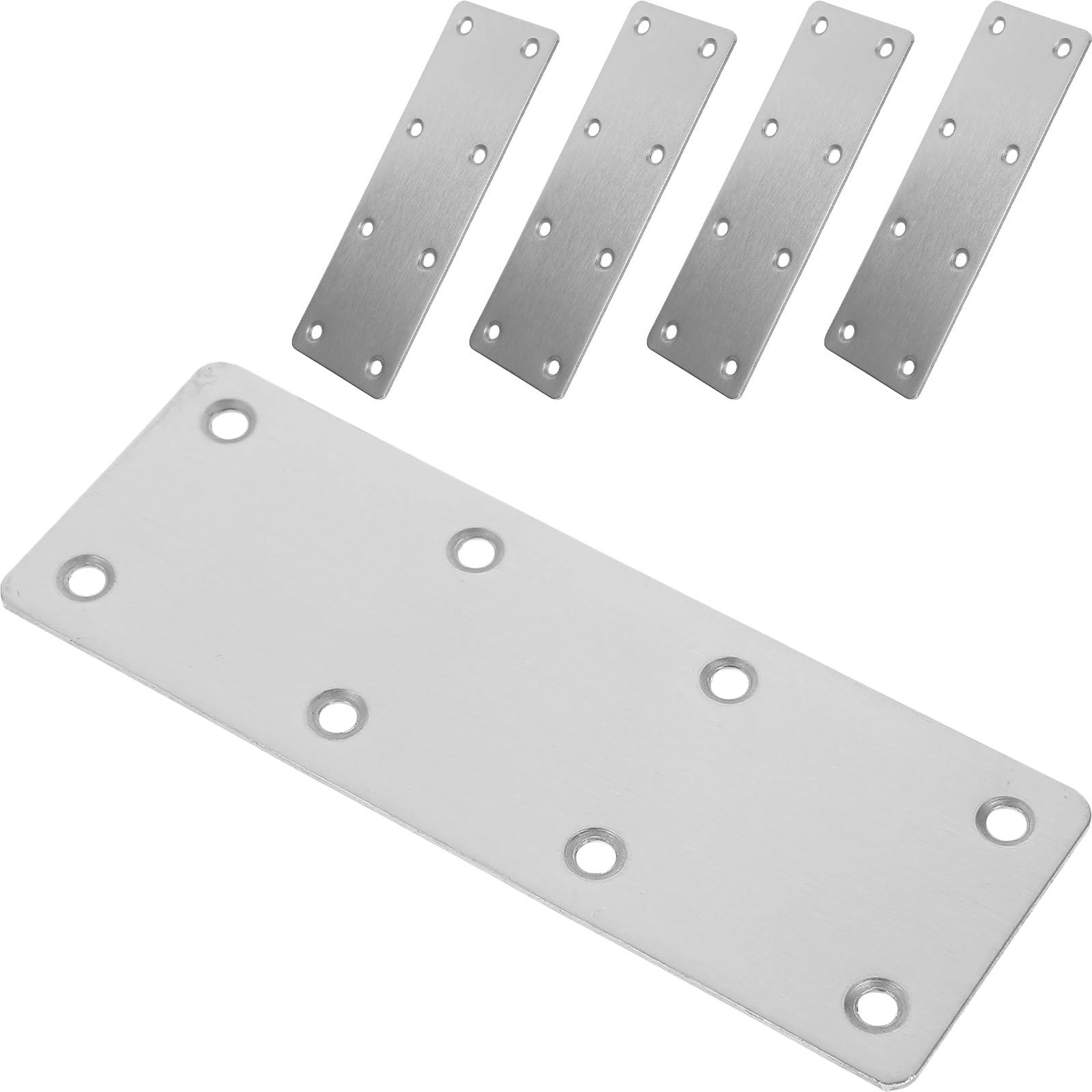Zihdke One Color 10Pcs Stainless Steel Mending Plates Hardware Wood Joints Connectors Flat Straight Braces Multi-Hole Repair Support Brackets For Repairing