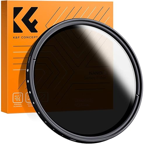 K&F Concept 55mm Slim Variable ND Filter Adjustable Fader ND Neutral Density ND2 ND4 ND8 to ND400 Lens Filter+Microfiber Cleaning Cloth for DSLR Lens (Nano-B Series) - 55MM